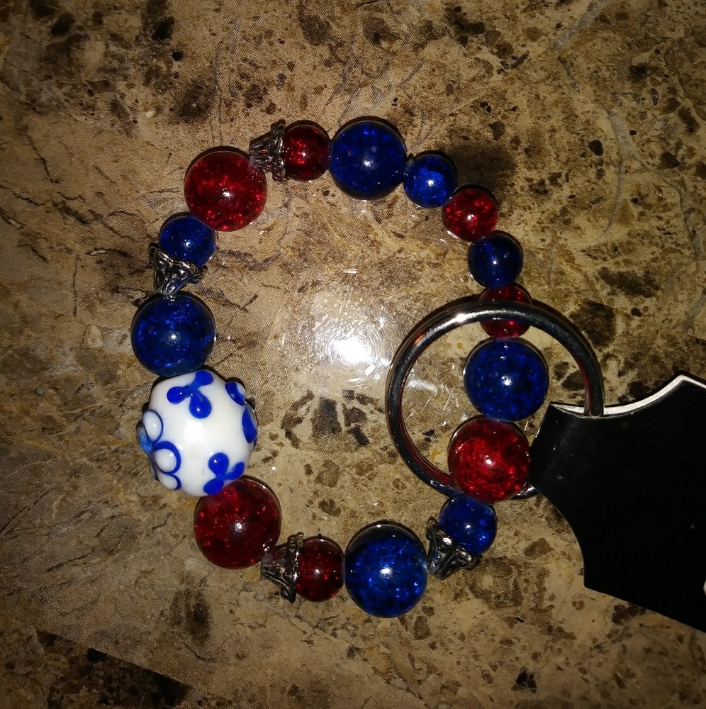 Navy floral keychain